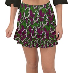 Green Fauna And Leaves In So Decorative Style Fishtail Mini Chiffon Skirt