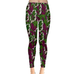 Green Fauna And Leaves In So Decorative Style Inside Out Leggings
