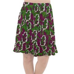 Green Fauna And Leaves In So Decorative Style Fishtail Chiffon Skirt