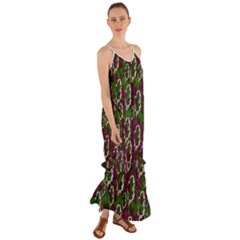 Green Fauna And Leaves In So Decorative Style Cami Maxi Ruffle Chiffon Dress