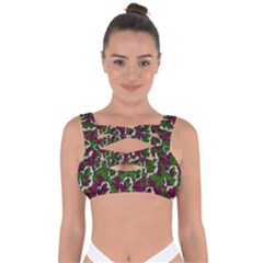 Green Fauna And Leaves In So Decorative Style Bandaged Up Bikini Top