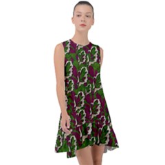 Green Fauna And Leaves In So Decorative Style Frill Swing Dress