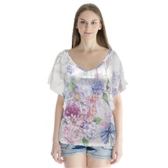 Wedding 979940 1280 V-neck Flutter Sleeve Top by vintage2030