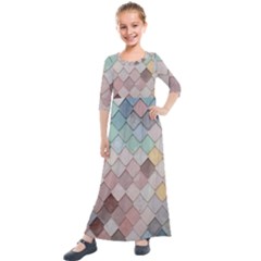 Tiles Shapes 2617112 960 720 Kids  Quarter Sleeve Maxi Dress by vintage2030