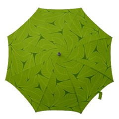 Pattern Leaves Walnut Nature Hook Handle Umbrellas (medium)