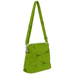 Pattern Leaves Walnut Nature Zipper Messenger Bag