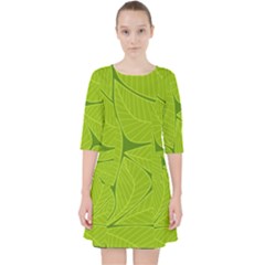 Pattern Leaves Walnut Nature Pocket Dress