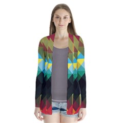 Pattern Colorful Geometry Abstract Wallpaper Drape Collar Cardigan