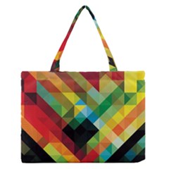 Pattern Colorful Geometry Abstract Wallpaper Zipper Medium Tote Bag