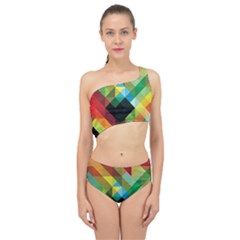 Pattern Colorful Geometry Abstract Wallpaper Spliced Up Two Piece Swimsuit by Vaneshart