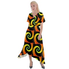 Spiral Seamless Pattern Cross Front Sharkbite Hem Maxi Dress