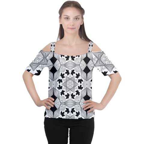 Seamless Pattern With Maple Leaves Cutout Shoulder Tee by Vaneshart