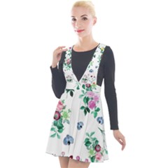 Leaves Green Aop Plunge Pinafore Velour Dress