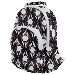 Abstract Seamless Pattern Graphic Black Rounded Multi Pocket Backpack by Vaneshart