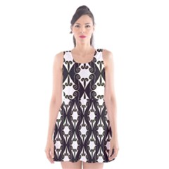 Abstract Seamless Pattern Graphic Black Scoop Neck Skater Dress