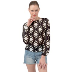 Abstract Seamless Pattern Graphic Black Banded Bottom Chiffon Top by Vaneshart