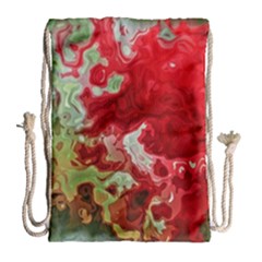 Abstract Stain Red Drawstring Bag (large)