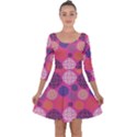Abstract Seamless Pattern Graphic Pink Quarter Sleeve Skater Dress View1