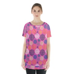 Abstract Seamless Pattern Graphic Pink Skirt Hem Sports Top