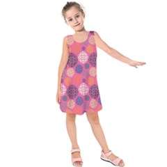 Abstract Seamless Pattern Graphic Pink Kids  Sleeveless Dress