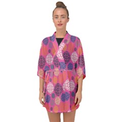 Abstract Seamless Pattern Graphic Pink Half Sleeve Chiffon Kimono by Vaneshart