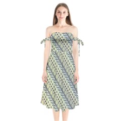 Abstract Seamless Pattern Graphic Shoulder Tie Bardot Midi Dress by Vaneshart