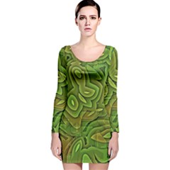 Background Abstract Green Long Sleeve Velvet Bodycon Dress