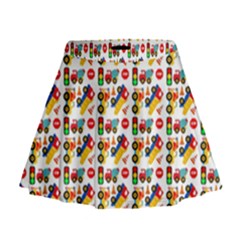 Pattern Patterns Construction Mini Flare Skirt by Vaneshart