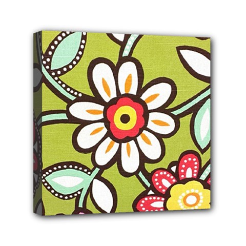 Flowers Fabrics Floral Mini Canvas 6  x 6  (Stretched)