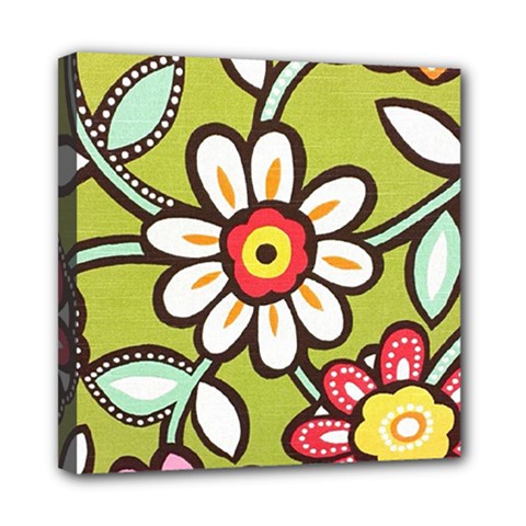 Flowers Fabrics Floral Mini Canvas 8  x 8  (Stretched)