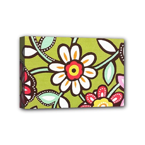 Flowers Fabrics Floral Mini Canvas 6  x 4  (Stretched)