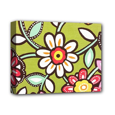Flowers Fabrics Floral Deluxe Canvas 14  x 11  (Stretched)