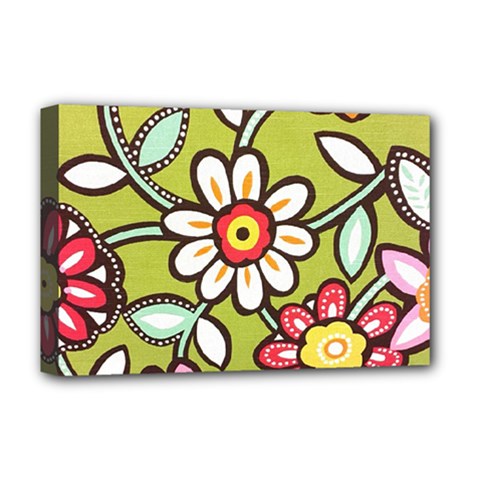 Flowers Fabrics Floral Deluxe Canvas 18  x 12  (Stretched)