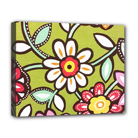 Flowers Fabrics Floral Deluxe Canvas 20  x 16  (Stretched)