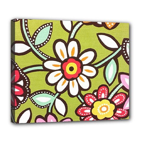 Flowers Fabrics Floral Deluxe Canvas 24  x 20  (Stretched)