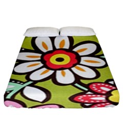 Flowers Fabrics Floral Fitted Sheet (King Size)