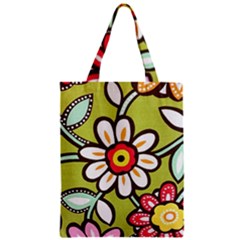 Flowers Fabrics Floral Zipper Classic Tote Bag