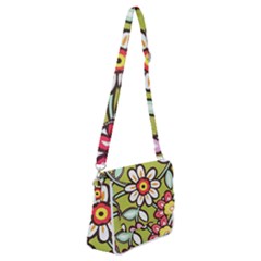 Flowers Fabrics Floral Shoulder Bag with Back Zipper