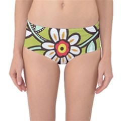 Flowers Fabrics Floral Mid-Waist Bikini Bottoms