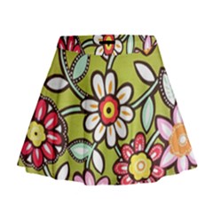 Flowers Fabrics Floral Mini Flare Skirt