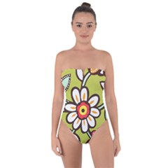 Flowers Fabrics Floral Tie Back One Piece Swimsuit