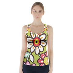 Flowers Fabrics Floral Racer Back Sports Top