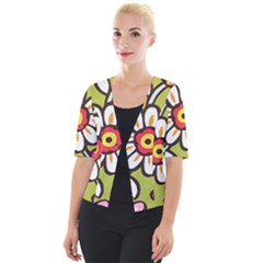 Flowers Fabrics Floral Cropped Button Cardigan