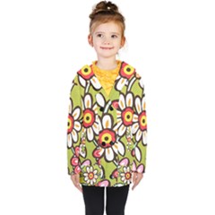 Flowers Fabrics Floral Kids  Double Breasted Button Coat