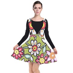 Flowers Fabrics Floral Plunge Pinafore Dress