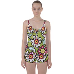 Flowers Fabrics Floral Tie Front Two Piece Tankini