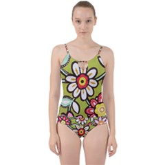 Flowers Fabrics Floral Cut Out Top Tankini Set