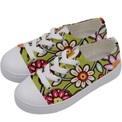 Flowers Fabrics Floral Kids  Low Top Canvas Sneakers