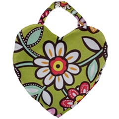 Flowers Fabrics Floral Giant Heart Shaped Tote