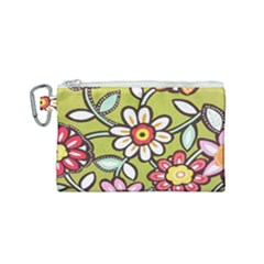 Flowers Fabrics Floral Canvas Cosmetic Bag (Small)